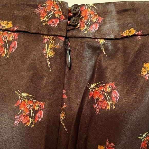 Something Navy Midi Slip Brown Floral Multicolored Skirt. Sz M - Picture 5 of 9